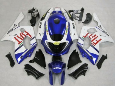 Best 1996-2007 Yamaha YZF600R Thundercat Motorcycle Fairings - White Blue Fiat Motul UK
