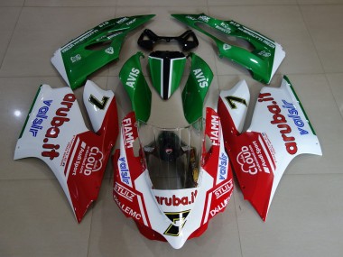 Best 2011-2014 Ducati 899 1199 Motorcycle Fairings - White Red Green Fiamm 7 UK