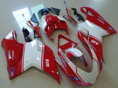 Best 2007-2014 Ducati 848 1098 1198 Motorcycle Fairings - Red White Air Generali Tim UK