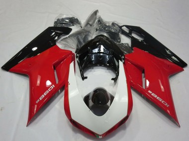 Best 2007-2014 Ducati 1098 Motorcycle Fairings - Red White Glossy Black UK