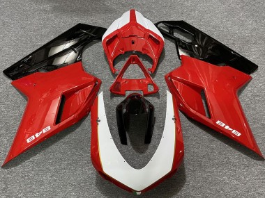 Best 2007-2014 Ducati 848 Motorcycle Fairings - White Red Glossy Black UK