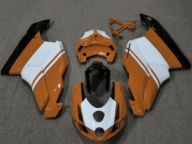 2003-2004 Ducati 749 999 Motorcycle Fairings - White Orange Glossy Black UK