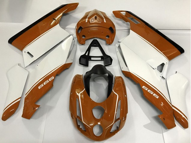 2003-2004 Ducati 999 Motorcycle Fairings - White Brown Black UK