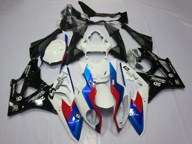 2009-2014 BMW S1000RR Motorcycle Fairings - White Red Blue Glossy Black Castrol OEM Style UK