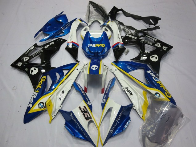 2009-2014 BMW S1000RR Motorcycle Fairings - White Yellow Blue Glossy Black GoldBet 33 UK