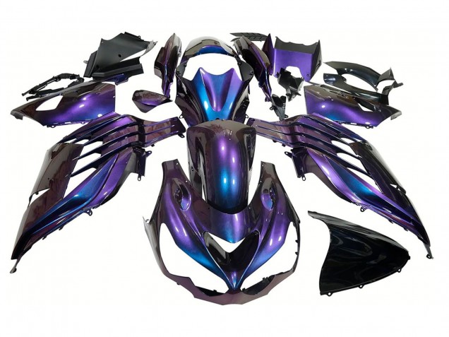 2012-2024 Kawasaki ZX14R ZZR1400 Motorcycle Fairings - Chameleon Blue Purple UK
