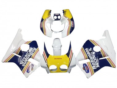 Best 1987-1989 Honda CBR400RR NC23 Motorcycle Fairings - White Yellow Blue Rothmans UK