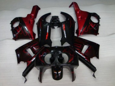 Best 1990-1999 Honda CBR400RR NC29 Motorcycle Fairings - Glossy Black Red Flame UK