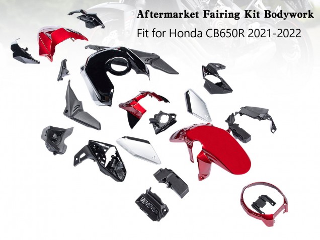 2019-2022 Honda CB650R Motorcycle Fairings - Black Red Silver UK