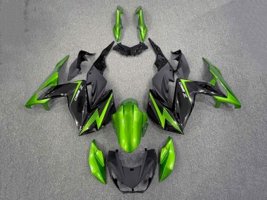 Best 2015-2016 Kawasaki Z250/Z300 Motorcycle Fairings - Green Glossy Black UK
