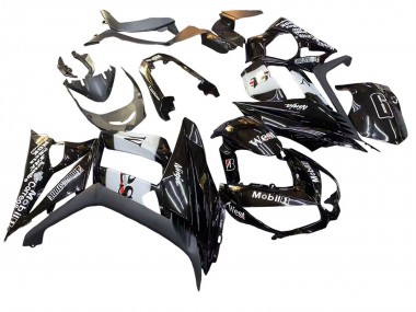 Best 2010-2016 Kawasaki Z1000SX Motorcycle Fairings - Glossy Black Gold White Mobil West UK