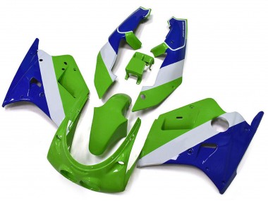 Best 1989-1990 Kawasaki ZXR250 Motorcycle Fairings - Green White Blue UK