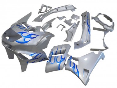 Best 1993-2007 Kawasaki ZZR400 Motorcycle Fairings - White Blue Flame UK