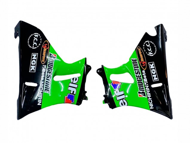 1993-2007 Kawasaki ZZR400 Motorcycle Fairings - Green Glossy Black Green Monster Elf Touch4 Bridgestone UK