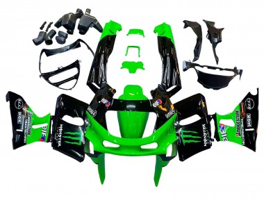 Best 1993-2007 Kawasaki ZZR400 Motorcycle Fairings - Green Glossy Black Green Monster Elf Touch4 Bridgestone UK