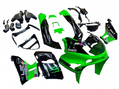 Best 1998-2003 Kawasaki ZZR600 Motorcycle Fairings - Green Black Monster Elf UK