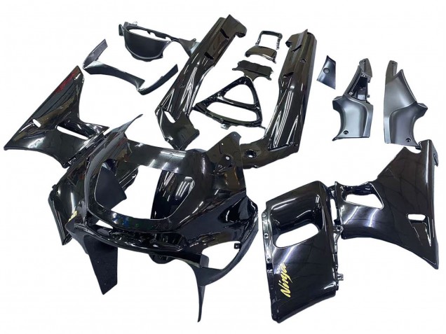 1993-2007 Kawasaki ZZR400 Motorcycle Fairings - Glossy Black Gold Ninja UK