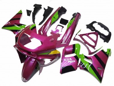 Best 1993-2007 Kawasaki ZZR400 Motorcycle Fairings - Deep Pink Green EVA Racing UK