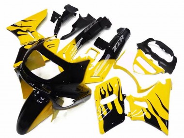 Best 1993-2007 Kawasaki ZZR400 Motorcycle Fairings - Yellow Black Flame UK