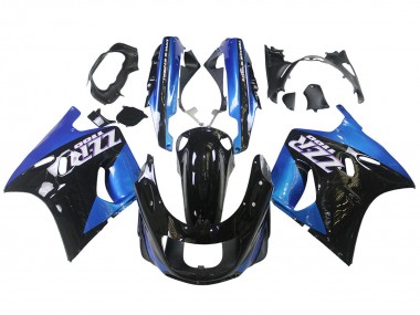 Best 1990-1992 Kawasaki ZZR1100 Motorcycle Fairings - Blue Glossy Black UK