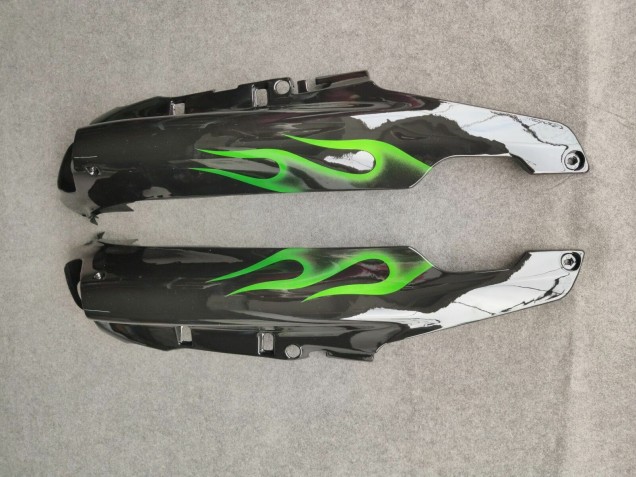 1993-2003 Kawasaki ZZR1100 Motorcycle Fairings - Glossy Black Green Flame UK