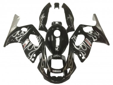 Best 1996-2007 Yamaha YZF600R Thundercat Motorcycle Fairings - Glossy Black Silver Flame UK