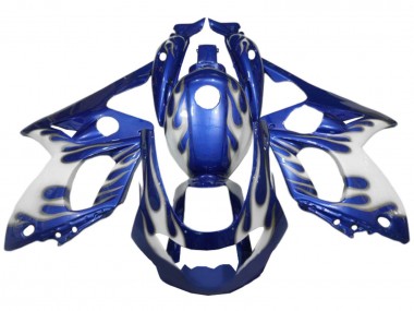 Best 1996-2007 Yamaha YZF600R Thundercat Motorcycle Fairings - Blue White Silver Flame UK