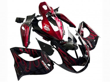 Best 1997-2007 Yamaha YZF 1000R Thunderace Motorcycle Fairing Kits - Black with Red Flame UK