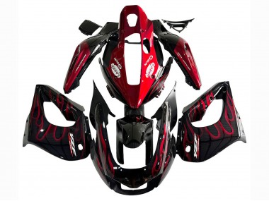 Best 1997-2007 Yamaha YZF 1000R Thunderace Motorcycle Fairing Kits - Black with Red Flame UK