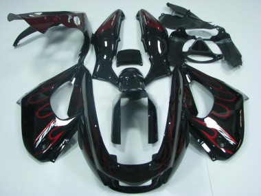 Best 1997-2007 Yamaha YZF 1000R Thunderace Motorcycle Fairing - Black with Red Flame UK