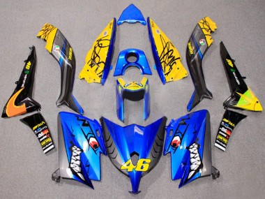 Best 2012-2014 Yamaha TMAX530 Motorcycle Fairings - Blue Yellow Black Shark 46 UK