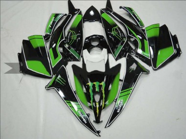 Best 2012-2014 Yamaha TMAX530 Motorcycle Fairings - Glossy Black Green Monster UK