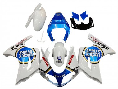 Best 2003-2013 Suzuki SV650 Motorcycle Fairings - White Blue Lucky Strike Motul UK