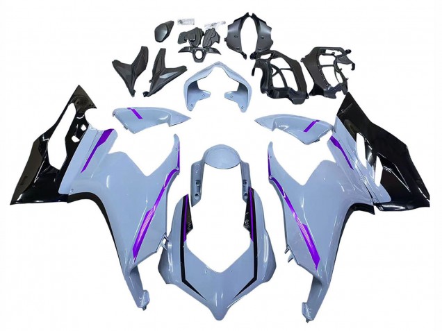 2020-2024 Ducati Panigale V2 Motorcycle Fairings - Glossy Grey Purple Glossy Black UK