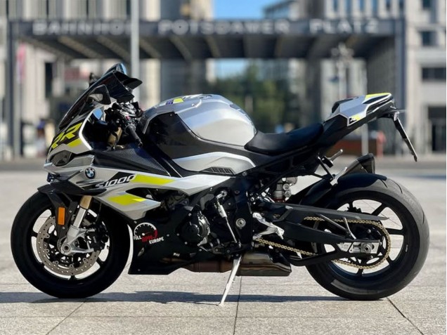 2023-2024 BMW S1000RR Motorcycle Fairings - Silver Yellow Carbon Fiber UK