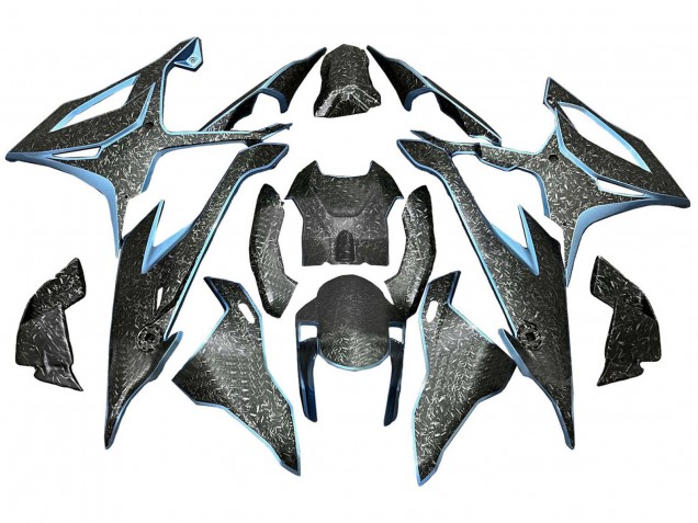 2019-2022 BMW S1000RR Motorcycle Fairings - Black Light Blue Forged Carbon Fiber UK