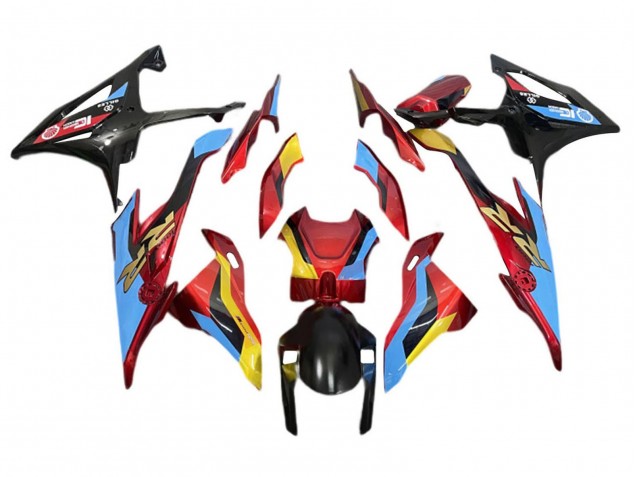 2019-2022 BMW S1000RR Motorcycle Fairings - Light Blue Red Gold UK