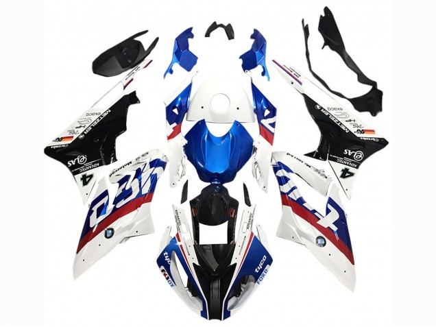 2017-2018 BMW S1000RR Motorcycle Fairings - White Blue Red Glossy Black Tyco UK