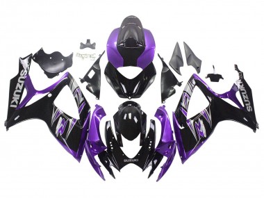 Best 2006-2007 Suzuki GSXR 600 / GSXR 750 Motorcycle Fairing Kits - Purple Glossy Black UK
