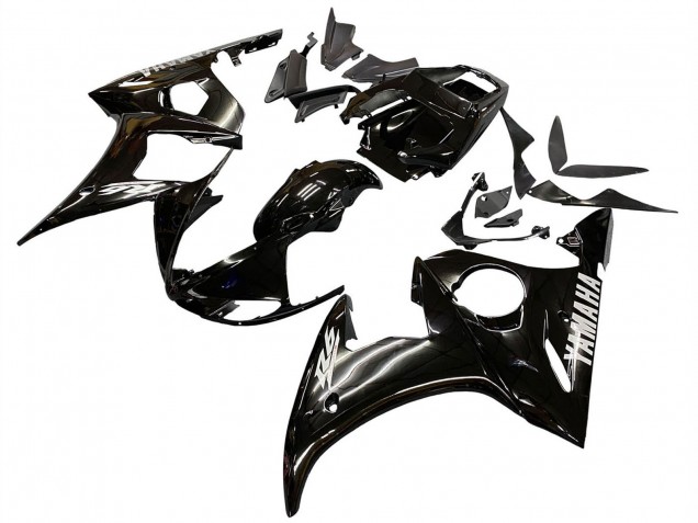 2003-2004 Yamaha YZF R6 Motorcycle Fairings - Glossy Black White Decals UK