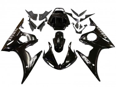 Best 2003-2004 Yamaha YZF R6 Motorcycle Fairings - Glossy Black White Decals UK