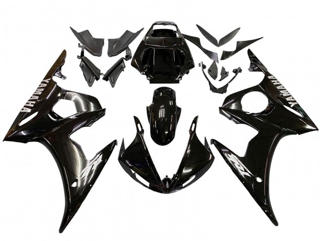 2003-2004 Yamaha YZF R6 Motorcycle Fairings - Glossy Black White Decals UK
