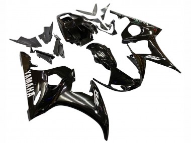 Best 2006-2009 Yamaha YZF R6S Motorcycle Fairings - Glossy Black White Decals UK