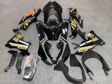 Best 2021-2025 Kawasaki ZX10R Motorcycle Fairings - Glossy Black Gold Elf Snow UK