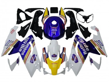 Best 2006-2011 Aprilia RS125 Motorcycle Fairings - White Blue Yellow Rothmans UK
