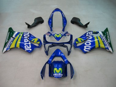 Best 2004-2007 Honda CBR600 F4i Motorcycle Fairings - Blue Yellow Green MoviStar UK
