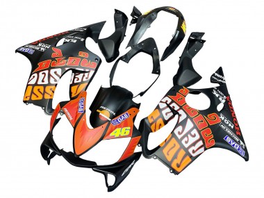 Best 2004-2007 Honda CBR600 F4i Motorcycle Fairings - Matte Black Orange Rossi UK