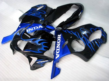 Best 1999-2000 Honda CBR600 F4 Motorcycle Fairings - Glossy Black Blue Flame UK