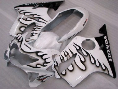 Best 1999-2000 Honda CBR600 F4 Motorcycle Fairings - White Glossy Black Flame UK