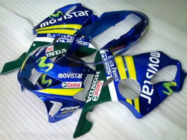 Best 1999-2000 Honda CBR600 F4 Motorcycle Fairings - Blue Yellow Green MoviStar Castrol UK
